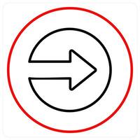 Right icon concept in red bold line color vector