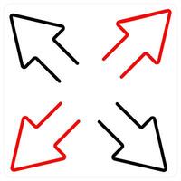 Expand icon concept in red bold line color vector