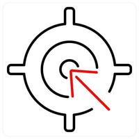 Aim icon concept in red bold line color vector
