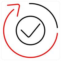 Redo icon concept in red bold line color vector