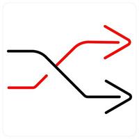 Shuffle icon concept in red bold line color vector