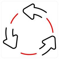 Reload icon concept in red bold line color vector