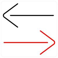 Arrows icon concept in red bold line color vector
