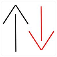 Up Down icon concept in red bold line color vector