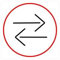 Exchange icon concept in red bold line color vector