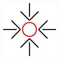 Center icon concept in red bold line color vector