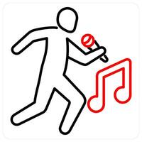 Singing icon concept in red bold line color vector