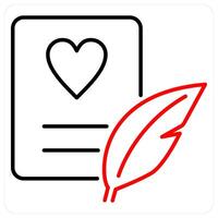 Poetry icon concept in red bold line color vector