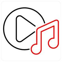 Music icon concept in red bold line color vector