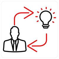 Creativity icon concept in red bold line color vector