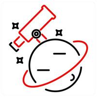Astronomy icon concept in red bold line color vector
