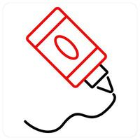 Painting Tube icon concept in red bold line color vector