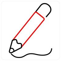 Drawing icon concept in red bold line color vector