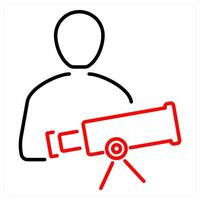 Astronomer icon concept in red bold line color vector