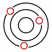 Solar System icon concept in red bold line color vector