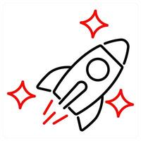 Spaceship icon concept in red bold line color vector
