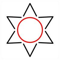 Sun icon concept in red bold line color vector