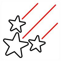 Shooting Stars icon concept in red bold line color vector