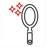 Mirror icon concept in red bold line color vector