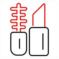 Make Up icon concept in red bold line color vector