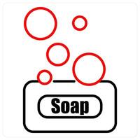 Soap icon concept in red bold line color vector