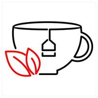 Tea icon concept in red bold line color vector