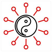 Yin Yang icon concept in red bold line color vector