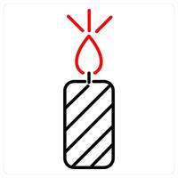 Candle icon concept in red bold line color vector