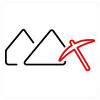 Mining icon concept in red bold line color vector