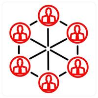 Business network icon concept in red bold line color vector