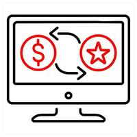 Currency Exchange icon concept in red bold line color vector