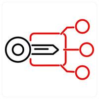Encryption icon concept in red bold line color vector