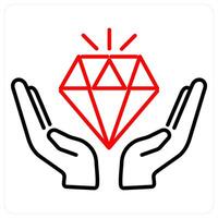 Brand Values icon concept in red bold line color vector