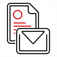 Mail icon concept in red bold line color vector