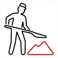 Construction icon concept in red bold line color vector