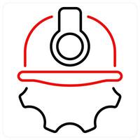 Worker icon concept in red bold line color vector