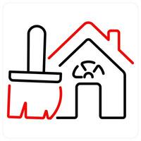 Renovation icon concept in red bold line color vector