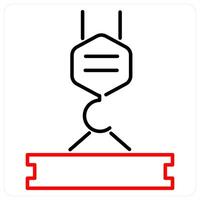 Hoist icon concept in red bold line color vector