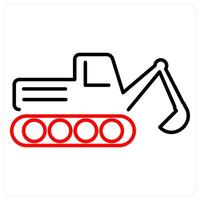 Excavator icon concept in red bold line color vector