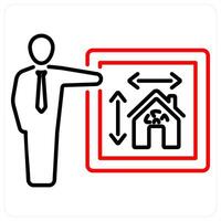 Architecture icon concept in red bold line color vector