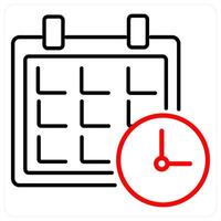 Schedule and appointment icon concept in red bold line color vector