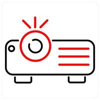 Projector icon concept in red bold line color vector