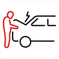 Vehicle breakdown icon concept in red bold line color vector