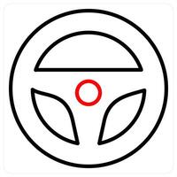 Steering wheel icon concept in red bold line color vector