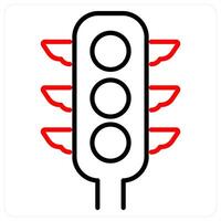 Traffic light icon concept in red bold line color vector