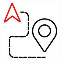 GPS and location icon concept in red bold line color vector
