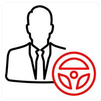 Driver icon concept in red bold line color vector