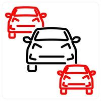 Traffic Jam icon concept in red bold line color vector