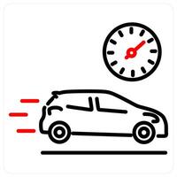 Car Speed icon concept in red bold line color vector