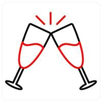 Cheers icon concept in red bold line color vector